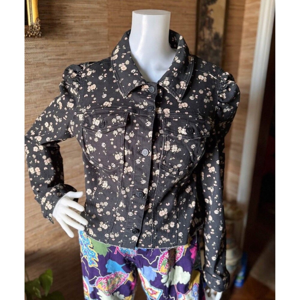 Retro Floral Denim Jean Jacket Size XL NWOT